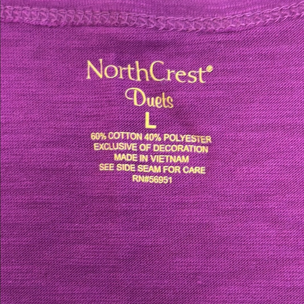 Northcrest Purple Relaxed V-Neck Tunic. Vibrant Comfy - Picture 2 of 5
